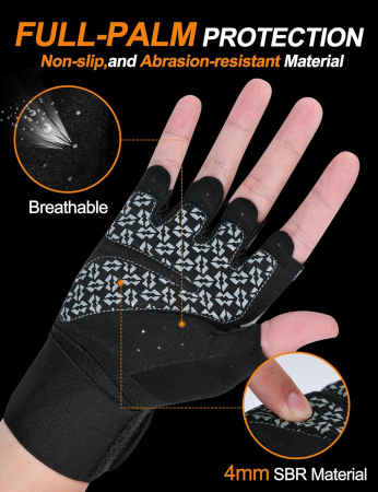 Manusi negre pentru fitness cu protectii incheieturi, respirabile, antiderapante L [2]