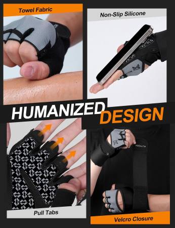 Manusi negre pentru fitness cu protectii incheieturi, respirabile, antiderapante L [4]