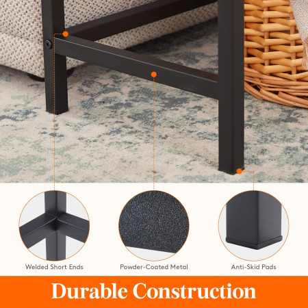 Masa decorativa, subtire, cu cadru metalic negru si blat bej 100x30x72 cm [5]