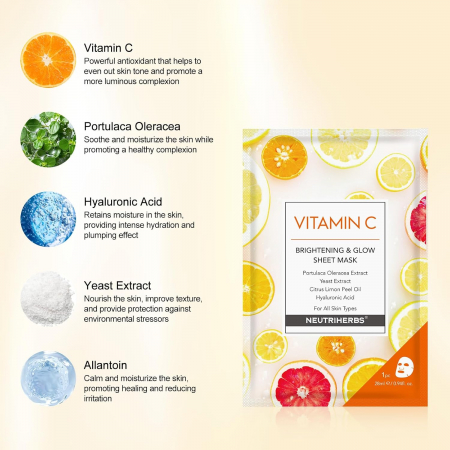Masca hidratanta de fata cu vitamina C set 5 buc [2]