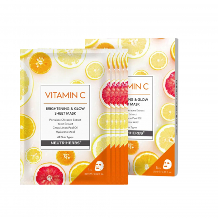 Masti pentru ten si gomaje - Masca hidratanta de fata cu vitamina C set 5 buc
