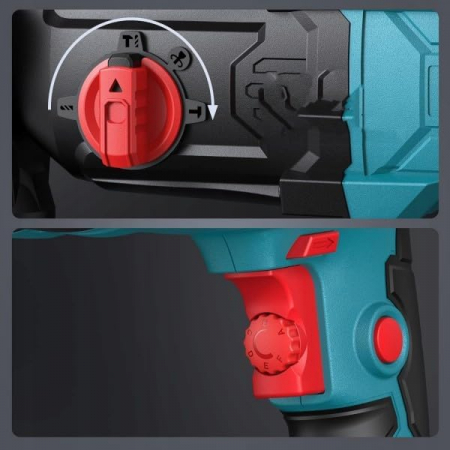 Masina de gaurit cu percutie 1050W SDS-Plus Drill cu 4 moduri, greutate redusă, viteză reglabilă, include burghie si dalti [3]
