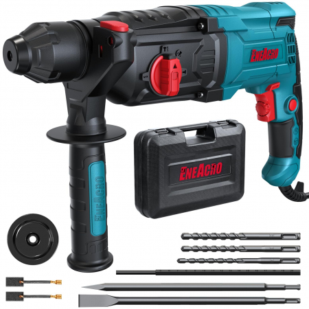 Masini de gaurit si insurubat - Masina de gaurit cu percutie 1050W SDS-Plus Drill cu 4 moduri, greutate redusă, viteză reglabilă, include burghie si dalti
