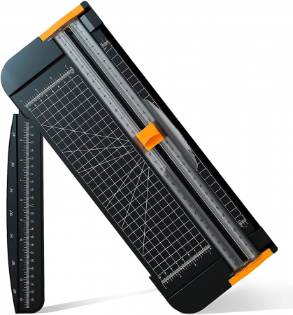 ACCESORII BIROU - Masina taiat hartie, Trimmer, lama ascunsa si design anti-alunecare, cu rigla pliabila, 38*15*3.5cm, Plastic, Negru