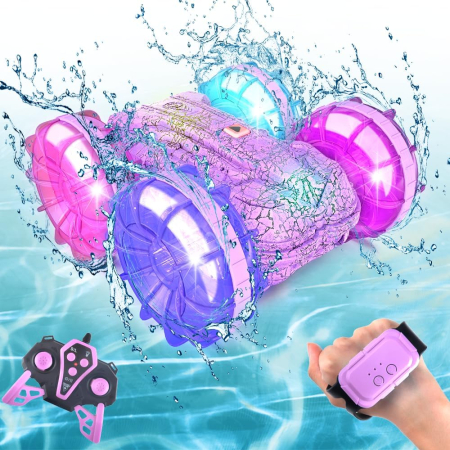 MASINUTE DE JUCARIE - Mașinuta amfibie remote control bratara si telecomanda, impermeabila, cu lumini, violet