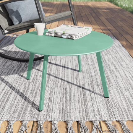 Masuta rotunda, metalica, pe 4 picioare, albastra 70x70x40 cm [1]