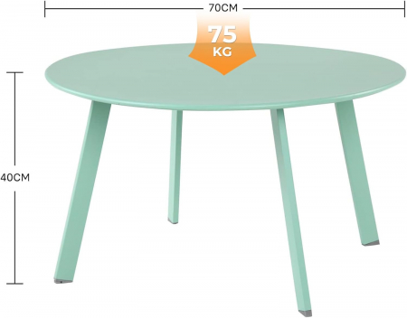 Masuta rotunda, metalica, pe 4 picioare, albastra 70x70x40 cm [2]