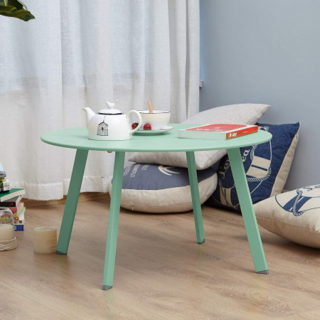 Masuta rotunda, metalica, pe 4 picioare, albastra 70x70x40 cm [3]