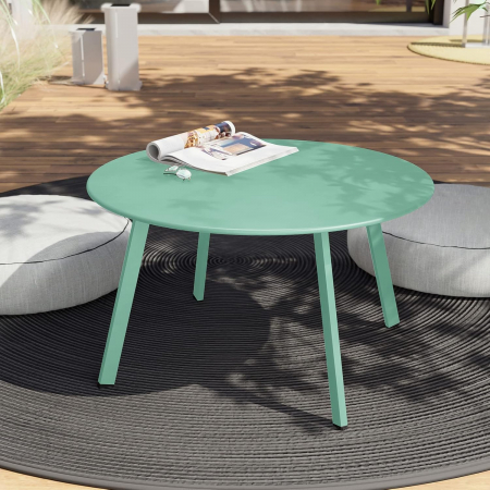 Masuta rotunda, metalica, pe 4 picioare, albastra 70x70x40 cm [7]