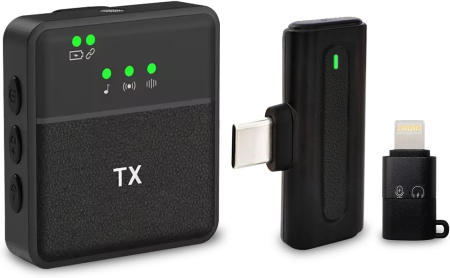 Microfoane - Microfon Lavalier Wireless pentru iPhone, Android, Computer, Laptop, Microfon Lapel Profesional Plug & Play 2.4GHz