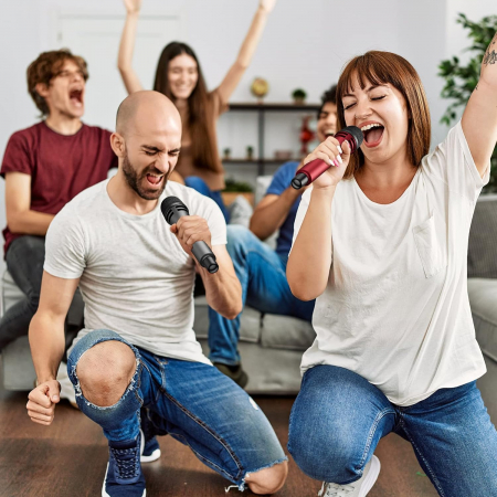 Microfoane wireless reincarcabile 5 canale reglabile pentru Karaoke, Cântăreț, DJ, petrecere, Vorbire, Negru [7]