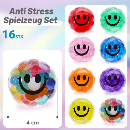 Mingi antistres din cauciu, multicolore set 16 bucati de 4 cm [1]