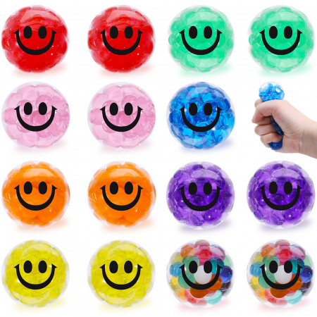 jucarii interactive - Mingi antistres din cauciu, multicolore set 16 bucati de 4 cm