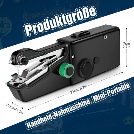 Mini mașină de cusut portabilă, cu baterii- set accesorii [1]