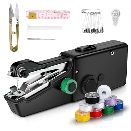 SCULE - Mini mașină de cusut portabilă, cu baterii- set accesorii