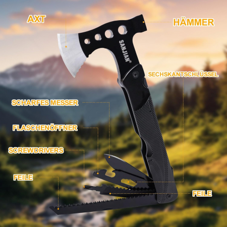 Mini-topor multifunctional pentru camping 22.5 cm [4]