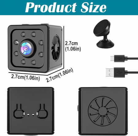Minicamera de supraveghere WiFi Full HD 1080P Wireless, cu senzor de mișcare și vedere de noapte în infraroşu [6]