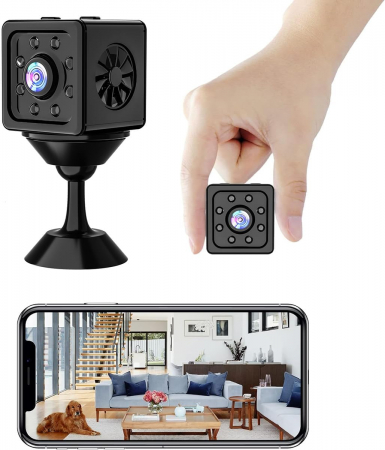 Camere de supraveghere - Minicamera de supraveghere WiFi Full HD 1080P Wireless, cu senzor de mișcare și vedere de noapte în infraroşu
