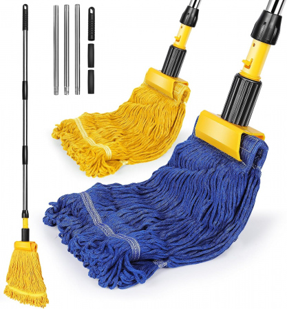 Maturi, Mopuri si galeti - Mop industrial cu 2 capete galben/albastru si maner din otel 162 cm