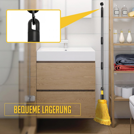 Mop industrial cu 2 capete galben/albastru si maner din otel 162 cm [3]