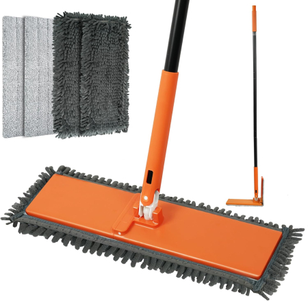 CURATENIE - Mop pliabil plat cu 2 lavete Chenille și 2 lavete din microfibră