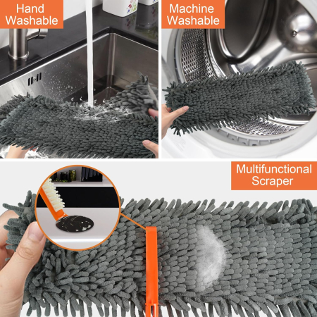 Mop pliabil plat cu 2 lavete Chenille și 2 lavete din microfibră [4]