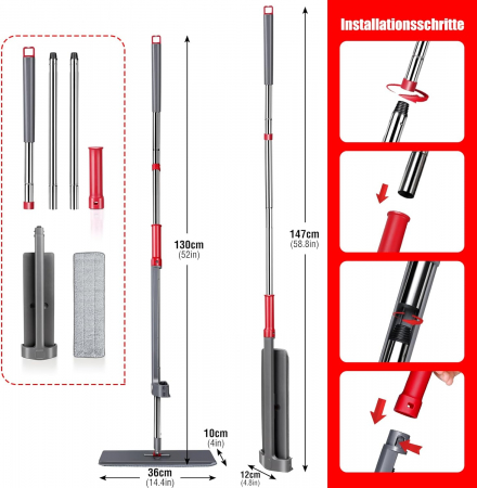 Mop cu functie de scurgere, talpa de 36 cm, coada extensibila 130-147 cm, 6 rezerve [1]
