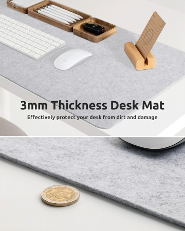 Mouse pad 90x40 cm gri, din fetru, subtire, moale, antiderapant [4]
