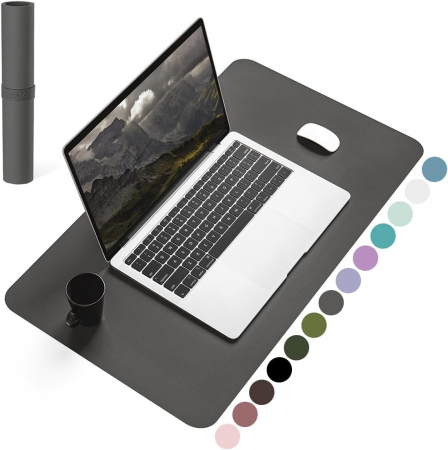 Suporturi articole birou - Mouse pad 80x40 cm gri inchis, din piele artificiala, impermeabil, moale