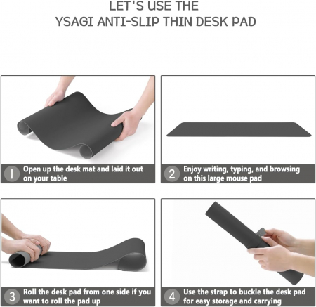 Mouse pad 60x35 cm gri inchis, din piele artificiala, impermeabil, moale [5]
