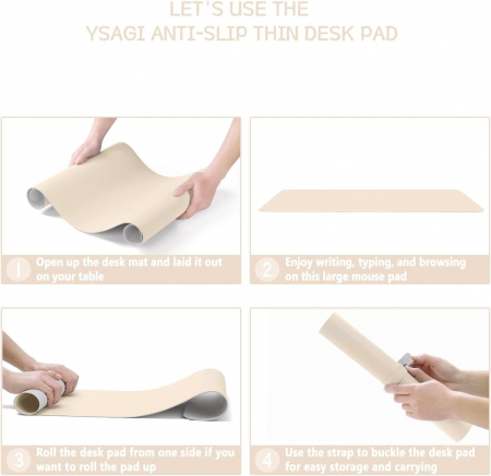 Mouse pad 80x40 cm bej, din piele artificiala, impermeabil, moale [4]