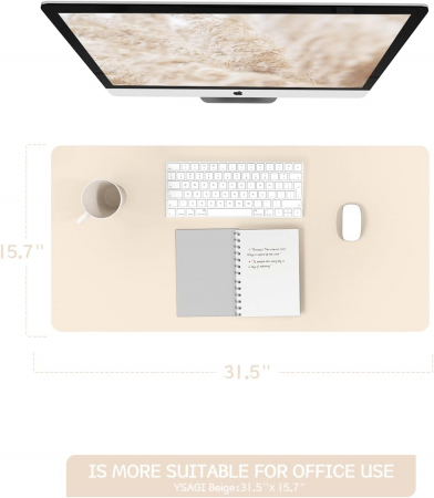 Mouse pad 80x40 cm bej, din piele artificiala, impermeabil, moale [5]