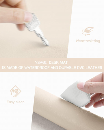 Mouse pad 80x40 cm bej, din piele artificiala, impermeabil, moale [3]