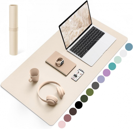 ACCESORII BIROU - Mouse pad 80x40 cm bej, din piele artificiala, impermeabil, moale