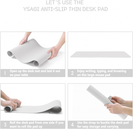 Mouse pad 60x35 cm alb, din piele artificiala, impermeabil, moale [5]