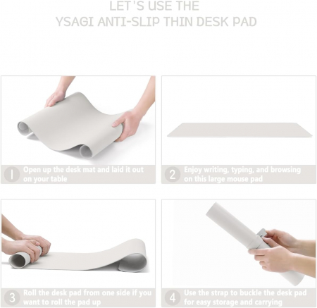 Mouse pad 80x40 cm gri, din piele artificiala, impermeabil, moale [4]