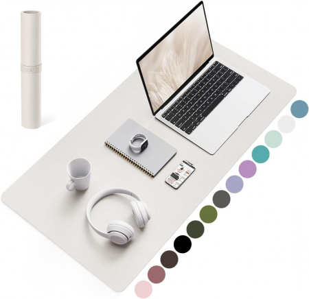 Suporturi articole birou - Mouse pad 80x40 cm gri, din piele artificiala, impermeabil, moale