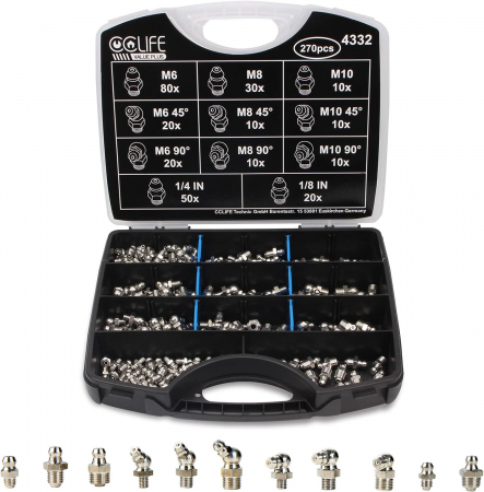 Accesorii scule auto - Nipluri de cuplare pentru pompa de gresat set 270 piese
