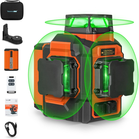 SCULE - Nivela laser 3D în cruce cu 12 linii reincarcabila Li-Ion 5200mAh, autonivelanta 3x360°, telecomanda