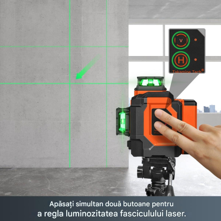 Nivela laser 3D în cruce cu 12 linii reincarcabila Li-Ion 5200mAh, autonivelanta 3x360°, telecomanda [7]