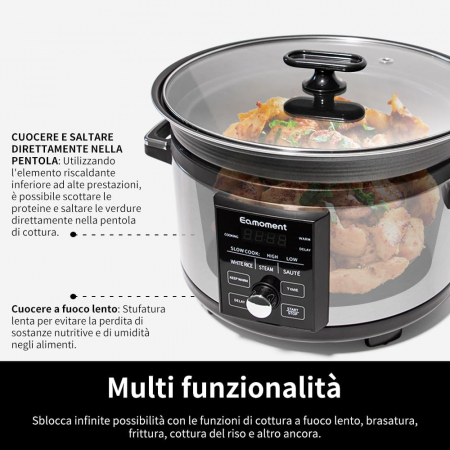 Aparat electric de gatit 5L, 1000W, cu temporizator, 6 functii-SLOW COOK HIGH/SLOW COOK LOW/WHITE RICE/STEAM/SAUTE/WARM/DELAY [2]