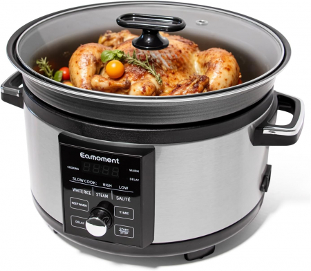 Oale si cratite - Aparat electric de gatit 5L, 1000W, cu temporizator, 6 functii-SLOW COOK HIGH/SLOW COOK LOW/WHITE RICE/STEAM/SAUTE/WARM/DELAY