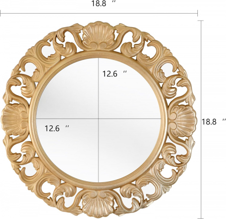 Oglinda rotunda diametru 48 cm, cu rama din lemn industrial [2]