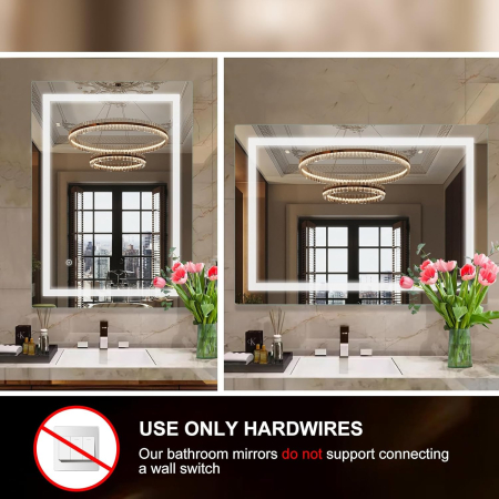 Oglinda de baie cu iluminare LED 6500K Bianco Freddo, Touch si dezaburire 60x100 cm [2]