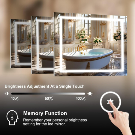 Oglinda de baie cu iluminare LED 6500K Bianco Freddo, Touch si dezaburire 60x100 cm [1]