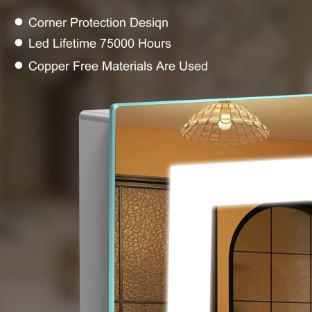 Oglinda de baie cu iluminare LED 6500K Bianco Freddo, Touch si dezaburire 60x100 cm [3]