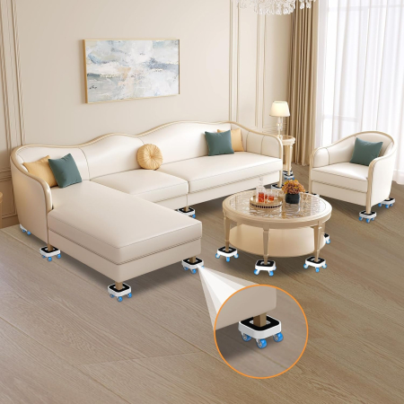 Set 4 role rotative 360° ridicat si transportat mobila cu capacitate de incarcare 500 kg si parghie ridicare usoara [7]