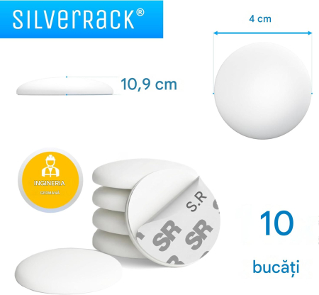 Opritor siliconic pentru manere usi, fara gaurire, set 6 bucati de 40 mm,  9 mm grosime [6]