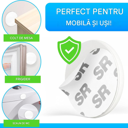 Opritor siliconic pentru manere usi, fara gaurire, set 12 bucati de 40 mm,  9 mm grosime [5]