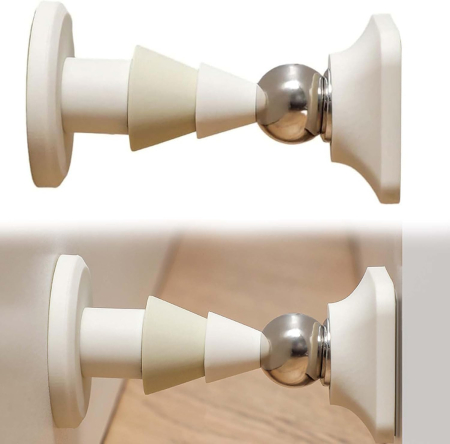 MOBILA - Opritor siliconic alb pentru usi, cu retinere magnetica, fara gaurire